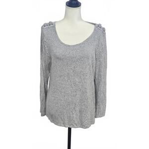 Cozy Grey Knit Top with Shoulder Detail